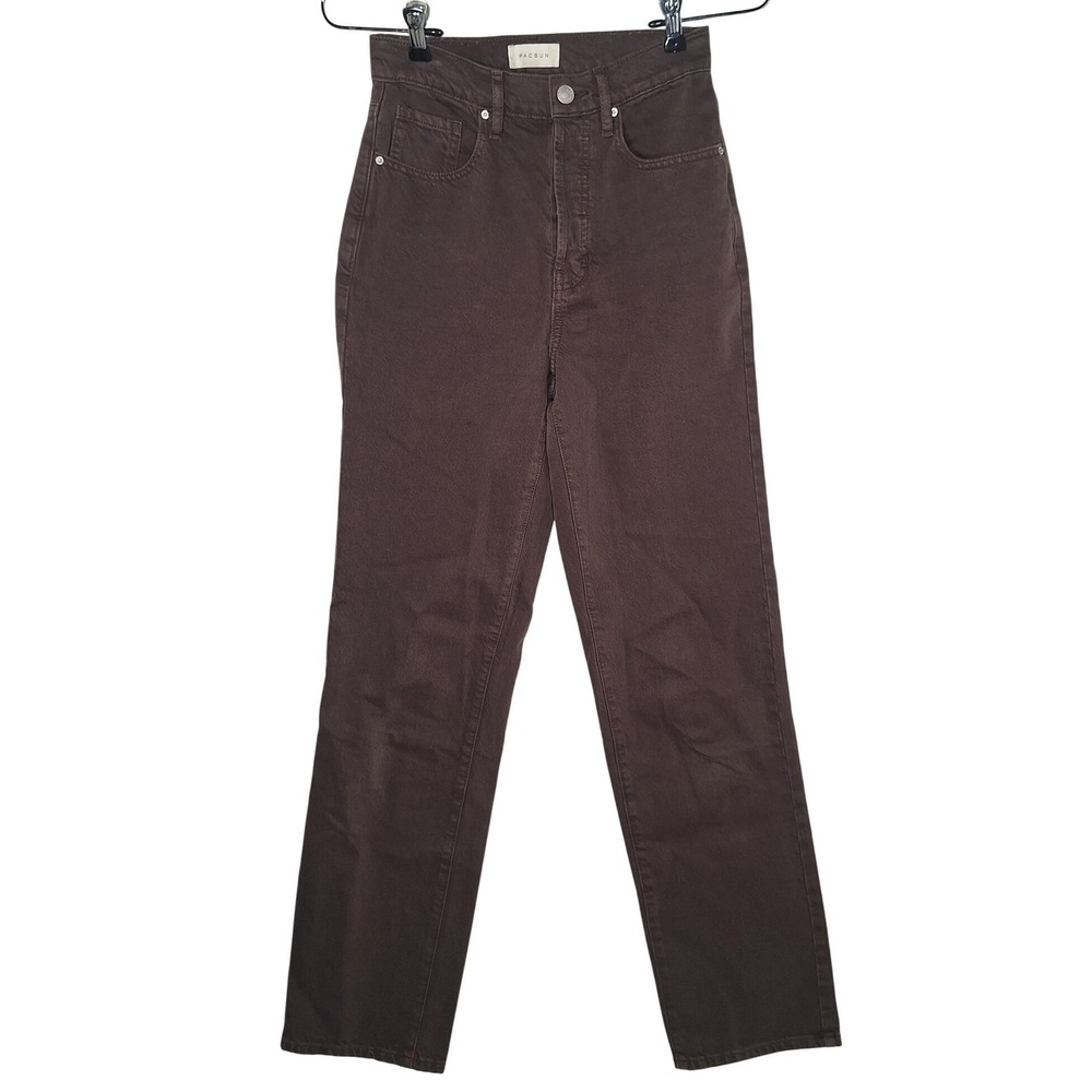 PacSun Dad Jean Brown‎ High Waisted Relaxed Straight Leg Button Fly Size 24